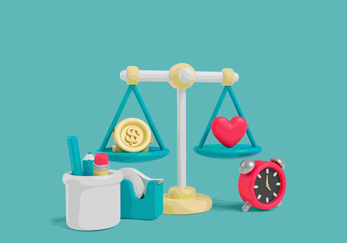 Balanza equilibrada entre vida personal y laboral